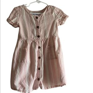 Old navy toddler girls 3T short sleeve pink and white striped summer dress